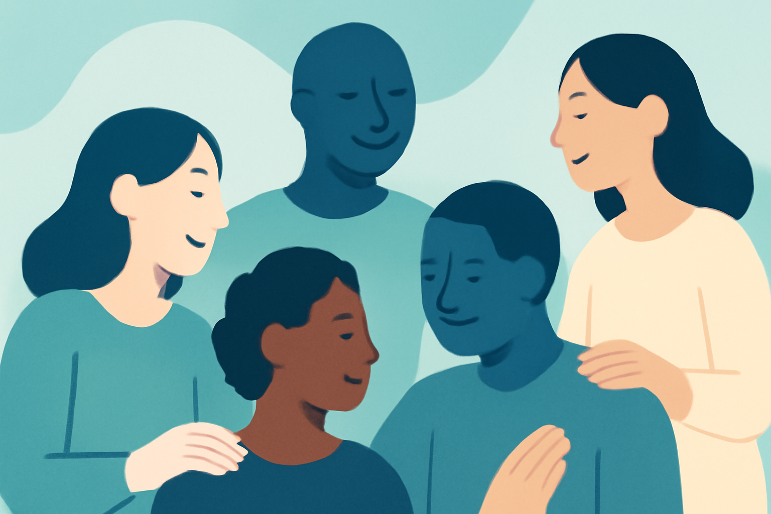People connecting in a calm and supportive space